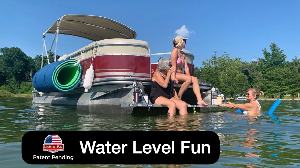 Family enjoying water-level fun on The Bow Mate pontoon platform